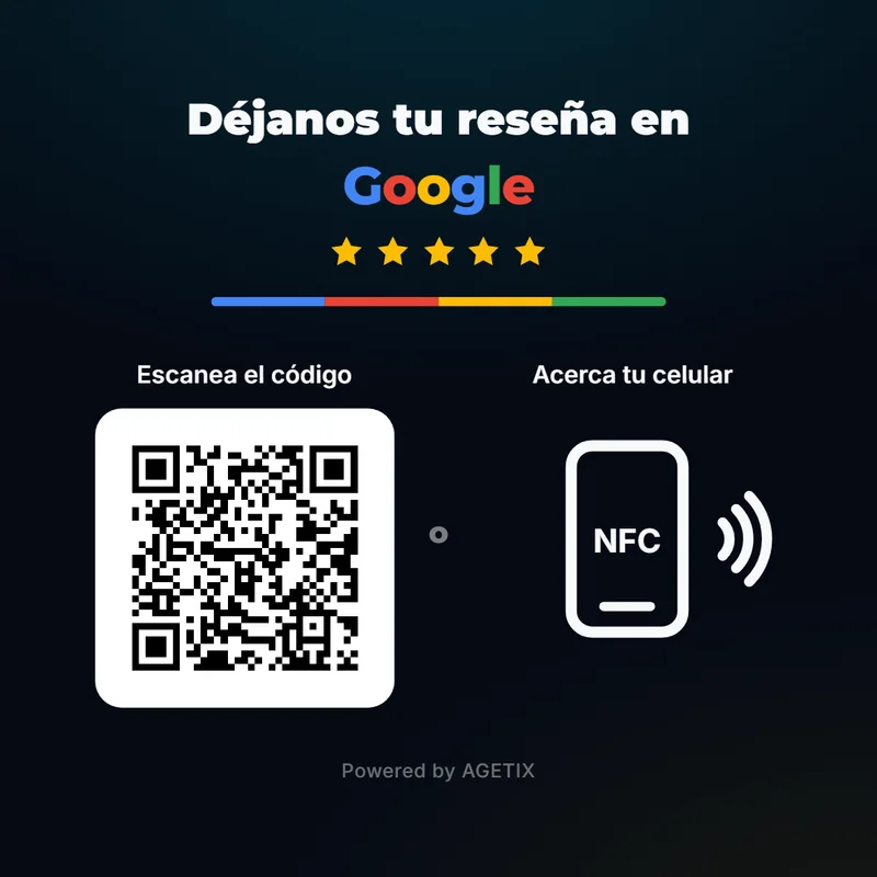 Placa cuadrada 10×10 cm AGETIX con QR y NFC