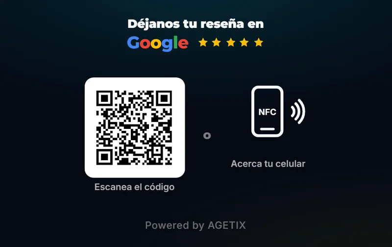 Tarjeta NFC y QR AGETIX tamaño tarjeta de presentación